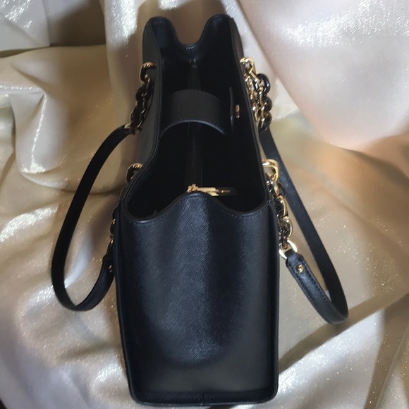 NWT Authentic Michael Kors Lg Black Leather Tote - Picture 6 of 8